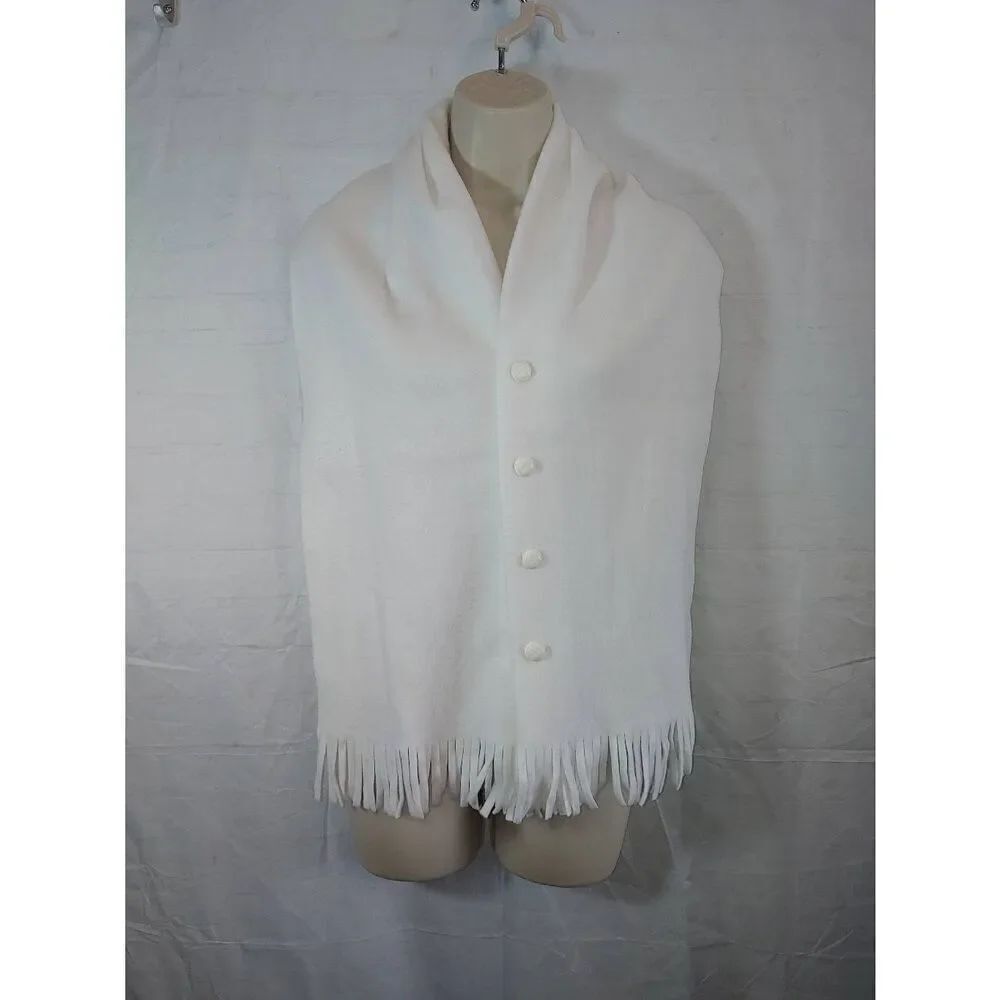 Women's White Flannel "Felt-like" Scarf